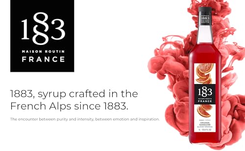 Image of 1883 Blood Orange Syrup for Drinks, Made in France, 1 Liter Glass Bottle