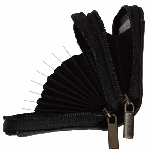 Marshal Genuine Leather Credit Card Holder Wallet Accordion Double Zipper With Id Window #TOP4