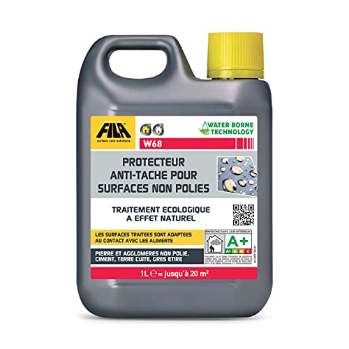 FILA Surface Care Solutions, W68, Protecteur Transparent Antitache à Effet Naturel pour Surfaces non Polies. Il Protège les Matériaux Poreux Sans en Modifier l'Aspect, 1L