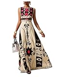 GORGLITTER Women's Sleeveless Maxi Mexican Dress Floral Boho Garden Party Sundress Wedding Guest Long Tank Dresses Multicolor Medium