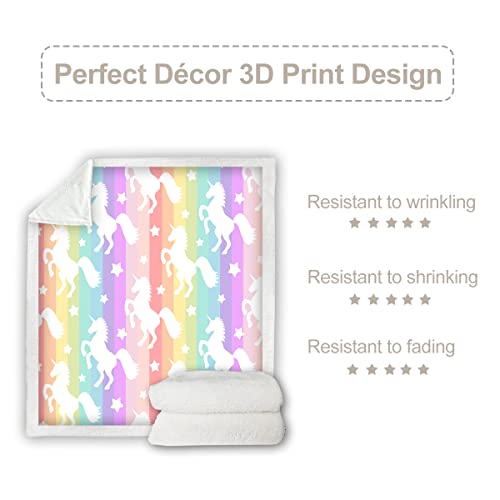 Sleepwish Unicorn Blankets And Throws Rainbow Unicorn Sherpa Blanket Super Soft Cozy Plush Fleece Blanket Fantasy Girls Room Decor, Gallop Rainbow, King(108"X90") #TOP4