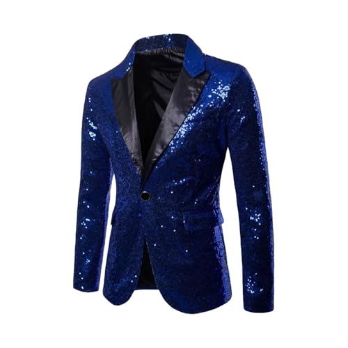 Men's Suit Round Sequin Pocket Single Row Button Stage Show Dance Casual Men Blazer