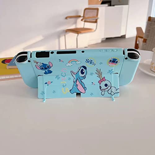 Cute Stitch Case Compatible With Nintendo Switch Oled, Dockable Case Cover, Ergonomic Soft Tpu Grip Case For Joycon, Sparkle Skin Set #TOP3