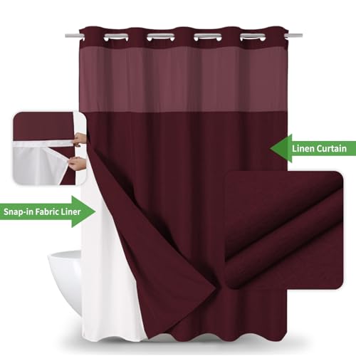 eachope No Hook Fabric Shower Curtain Set with Snap-in Liner,71x80 Lavender by eachope - Used condition - Image 2