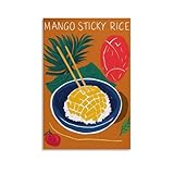 Poster mit Mango-Reis, Retro-Restaurant-Poster, südasiatische Küche, Esszimmer, Poster, 2 Leinwand-Poster, Wandkunst, Dekordruck, Gemälde für Wohnzimmer, Schlafzimmer, Dekoration, 30,5 x 45,7 cm