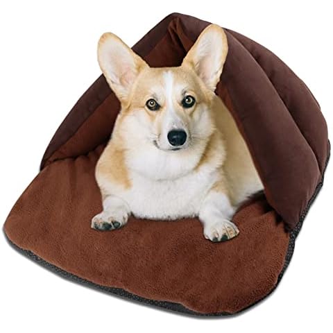 Yunnarl Ultra Soft Polar Fleece Dog Bed - Washable Pet House Cave Bed for Small Medium Dog Cat Waterproof Surface Bottom 28 x 27 Inches Dog Bed Cat Bed Chocolate Cover