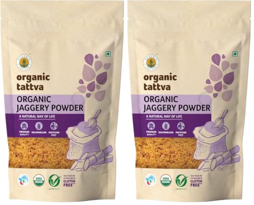 Image of Organic Tattva, Organic Gluten Free Jaggery (Gur) Powder 1 KG | Rich in Antioxidants, Minerals, Vitamins and Fatty Acids | Unrefined and Unadulterated (Pack of 2)