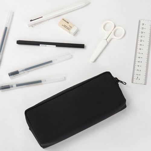 Image of Color Pencil Case Simple Oxford Fabric Bag for Student Lightweight Design (Black,Oxford Fabric)
