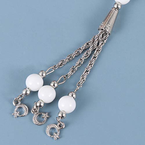 VICASKY 33 contas muçulmanas brancas de oração islâmica Dhikr Misbaha com nomes de Alá Muhammad grav