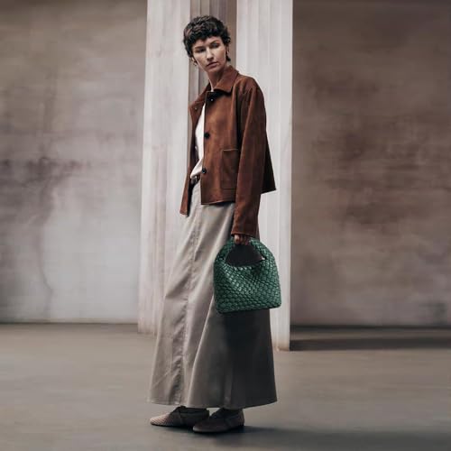 Image of JINMANXUE Fashion Mini Handbag For Women, Woven Tote Bucket Composite Bag Knitting Chain Bags, Crossbody Shoulder Purses