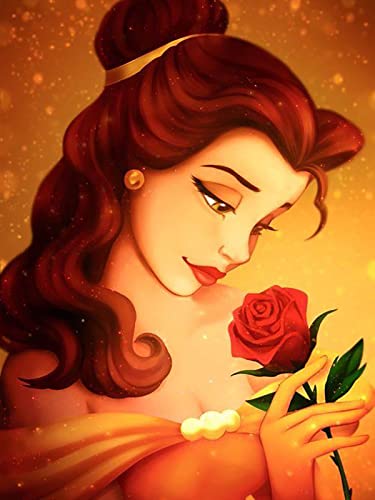 Painting with Diamonds Beauty Beast Diamond Art Belle Rose, 5D Full Drill Cross Stitch Embroidery Kit…