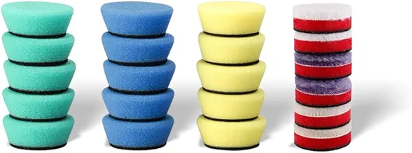 SPTA Mini Polishing Pads Set, 21pcs 1.6 inch/40mm Sponge & Wool Buffing Pads, Car Detail Polishing & Waxing Kit, Mix Colors, Small Area