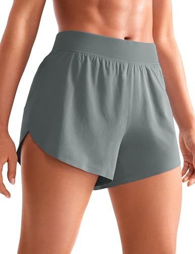 Image of CRZ YOGA Mid Waisted Split Running Shorts 4 inch | Mesh Liner, Quick Dry, Lightweight, for Women