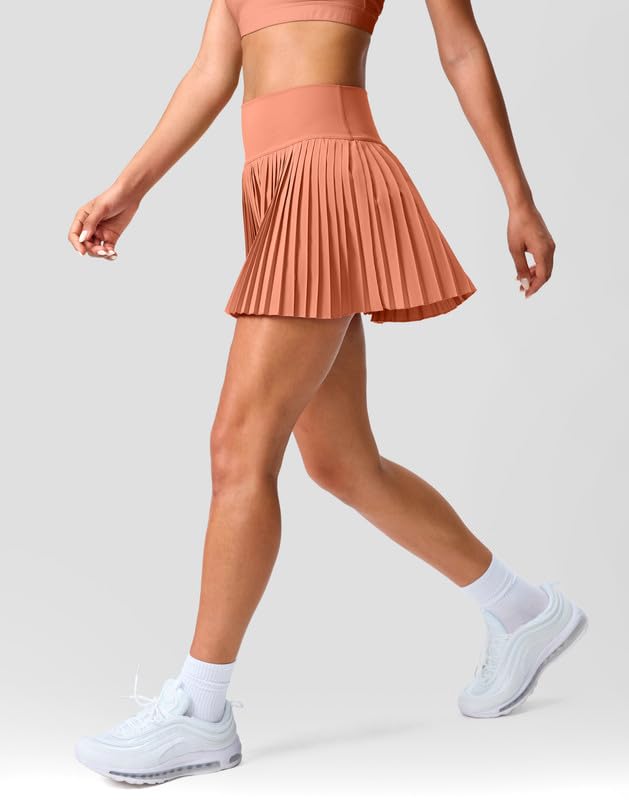 SANTINY Womens Pleated Tennis Skirt with Built-in Shorts & Pockets