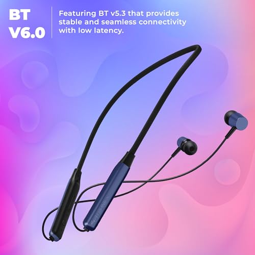 Image of Zebronics in-Ear Wireless Neckband, 20Hrs Playback, Rapid Charging, 10mm Drivers, ENC, Gaming Mode, Dual Pairing, BT v6.0, Magnetic Earbuds, Type-C Charging (Evolve, Blue)