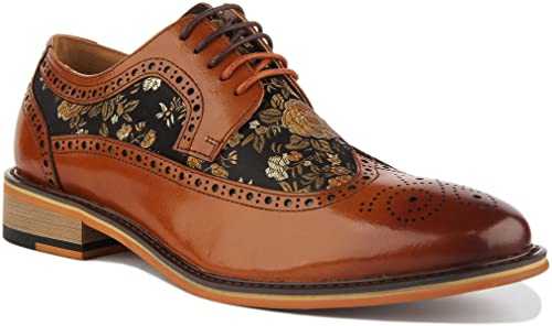 Ross Men's Lace Up Floral Brogue Shoe Shoes (Brown, US 13)
