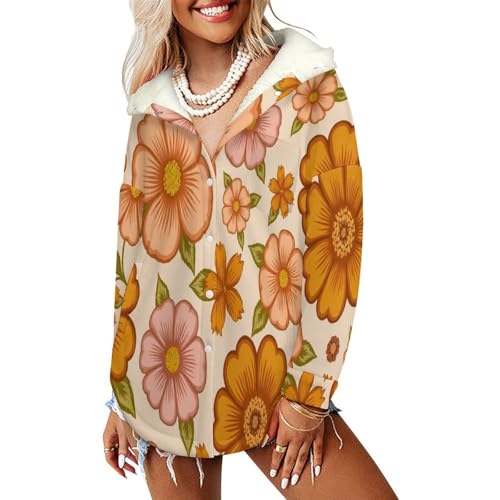 Manteaux thermique avec poches femme fleurs contre le froid glacial