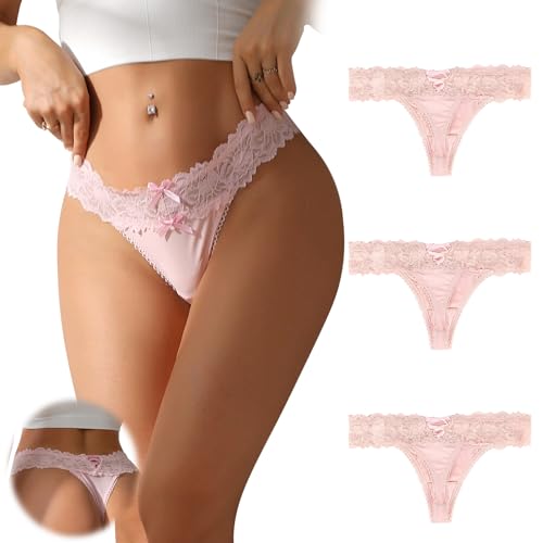 Image of ohyeah Sexy Lace G-String Thongs Panties Low Rise Underwear Undies for Women Cotton Crotch Cheeky Tangas Panties 4-18