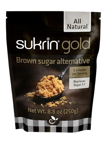 Sukrin Gold 100% Natural Sugar Free Brown Sugar Substitute With Erythritol & Stevia Brown Sugar Zero Calorie Sweetener, Granulated Gluten Free Non-Gmo Kosher Blood Sugar Vegan Keto Friendly