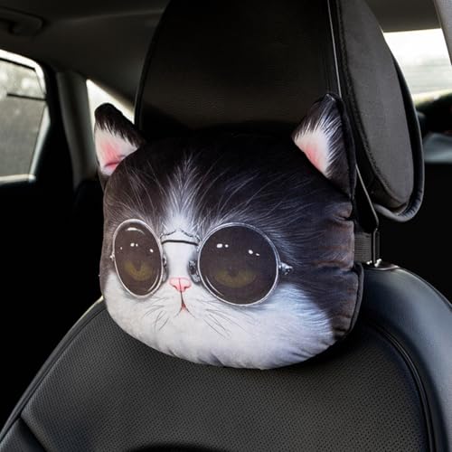 Almohada de cuello para auto con diseño de gato miniatura 2