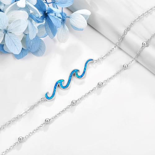 YFN Wave Bracelet 925 Sterling Silver Opal Ocean Wave Layered Bracelets Ocean Beach Women Jewelry Gifts3