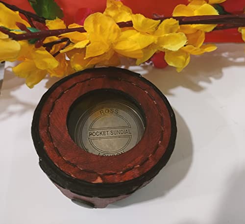 Brújula de bolsillo vintage de latón sólido con reloj de sol miniatura 6