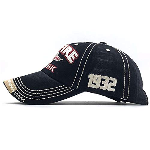 CheChury Distressed Baseball Cap for Mens Vintage Trucker Hat Men Cotton Embroidered Snapback Casual Baseball Cap Unisex, Black, One Size