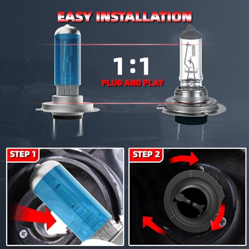 Image of Headlight Bulbs Fit For Ford Fusion 2006-2018,H7 H11 H11 High Low Beam Fog Lights 300% Ultra Brighter Halogen Headlight Bulb Combo, 6500k White Light, Pack of 6