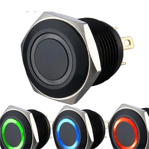 Interrupteur RGB 19mm bouton-poussoir lumineux à cathode commune 6V noir