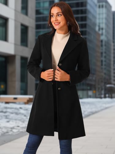 Seta T Women's Single Breasted Peacoat Fashion Winter Notched Lapel Button Down Outerwear Overcoat3