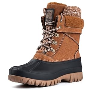 FREE SOLDIER Women’s Waterproof Winter Cold Weather Snow Boots for Women Outdoor Fashion Duck Boots Comfortable Insulated(Brown 8)