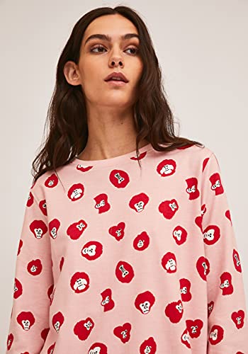 Suéter de algodón rosa transpirable Compañía Fantástica con divertido estampado de mono rojo 3