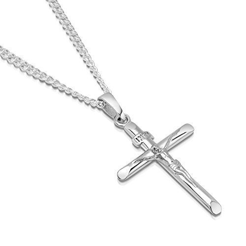 Xp jewelry men's sterling silver crucifix pendant curb link chain…