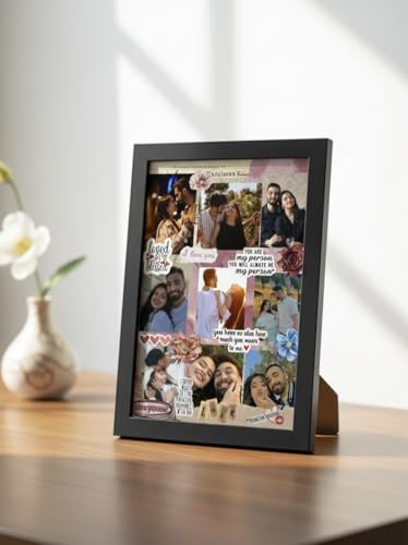 Image of Customized Collage Photo Frame for Wall | Upload 14 Photos | Personalized Photo frame Gift for Birthdays, Anniversaries, Weddings, Couples | (A4 Size) (Couple 2)