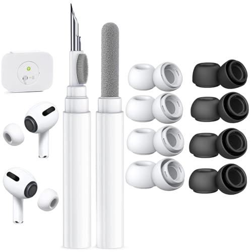 Image of 8 Pairs Replacement Ear Tips for AirPods Pro 2nd /1st (W+Black) | (4 Size XXS /XS /S /M /L )Silicone Ear Tips with Cleaner kit,Noise Reduction Holewith & Built-in dust Guard Screen