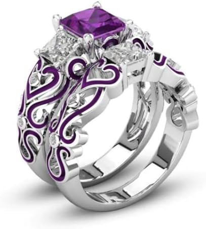 Princess Cut 3.10 Ct Purple Amethyst & VVS1/D Diamond Women,'s Engagement, Wedding Bridal Ring Set White Gold Plated…