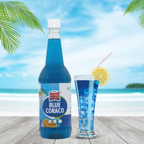Image of RK HOME MADE NATURAL SYRUP | Blue Coraco Syrup | Gluten Free | 100% Vegan & Low Fat | A Perfect Drink For House Parties, Picnics, And Road Trips To Everyone's Delight 750 - Ml