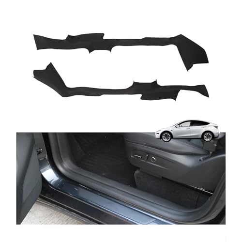 2PCS Door Sill Protector Cover for Tesla Model Y Juniper 2025 2026, One-Piece Full Protection Front & Rear Door Entry Guard Threshold Strip for Model Y Juniper Accessories, Anti-Stain, Kick-Resistant