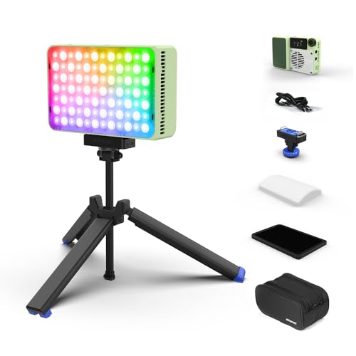 amaran Ace 25c Kit RGB Pocket LED Light,Boost Mode to 32W Mini On Camera Video Light,2300K~10000K Support Magnetic Attraction and App Control with Carrying Case,Mini Tripod,Grid (Green)