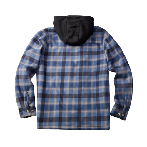 Image of TanBridge Men's Cotton Plaid Shirts Jacket Full Zip Fleece Flannel Sherpa Lined Hoodies Heavyweight Hoodies Jacket for Men