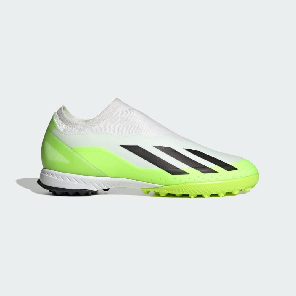 adidas Unisex-Adult X Crazyfast.3 Indoor Soccer Shoe, White/Core Black/Lucid Lemon, 8.5