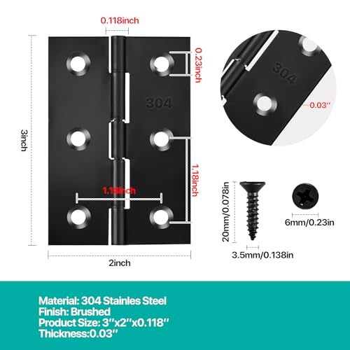 Image of 3 Inch Hinges for Door Window Lid and Wooden Box, Black 4 Pack