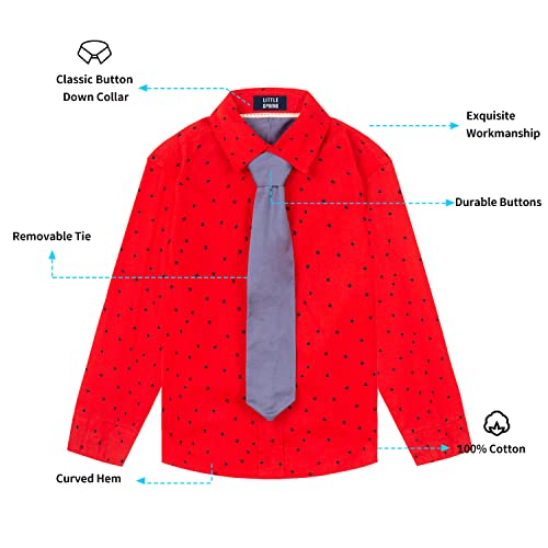 Image of LittleSpring Boys Button Down Long Sleeve Uniform Dress Shirts with Tie