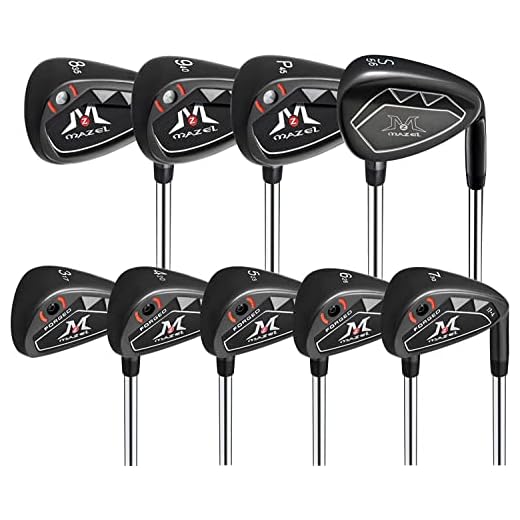 MAZEL Golf Iron 3,4, 5, 6, 7, 8, 9, Picthing Wedge,Sand Wedge,Golf Iron Club Set of 9, Steel Shaft for Right Handed Golfers