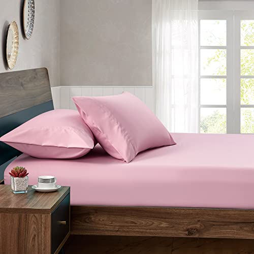 FreshCulture Queen Fitted Sheets, Bulk Pack of 6, Deep Pocket, Soft Microfiber Bottom Sheets for Home, Salons, Hotels, Queen Size Fitted Sheets Only (Dusty Pink)