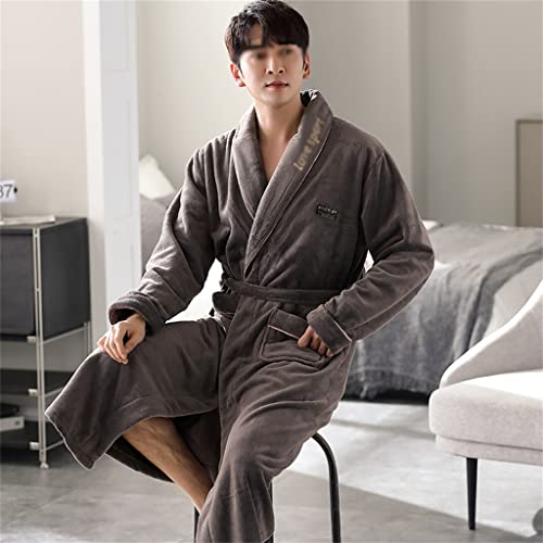 Flannel Pajamas Men's Autumn And Winter Island Velvet Pajamas Long Warm Bathrobe And Morning Robe4