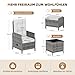 UDPATIO Lounge Möbel Outdoor Set 5-teilig mit Verstellbaren Sessel, Fußhocker und Couchtisch | Rattan Gartenmöbel | Balkonmöbel Kleiner Balkon | Wetterfest Terrassenmöbel | Hellgrau