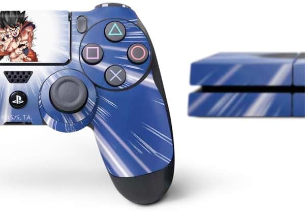Skinit Decal Gaming Skin Compatible with PS4 Console and Controller Bundle - Officially Licensed Dragon Ball Z Goku Kamehameha Blast Design