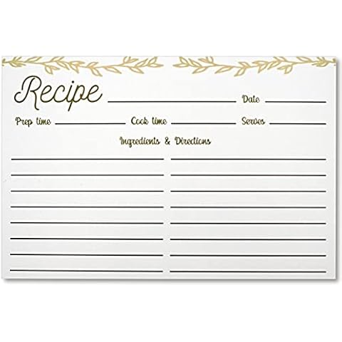 Dekali Designs Rustic Recipe Cards 4x6 Inches (50 Pack) Double Sided Index Cards with Cute Floral Design Cover