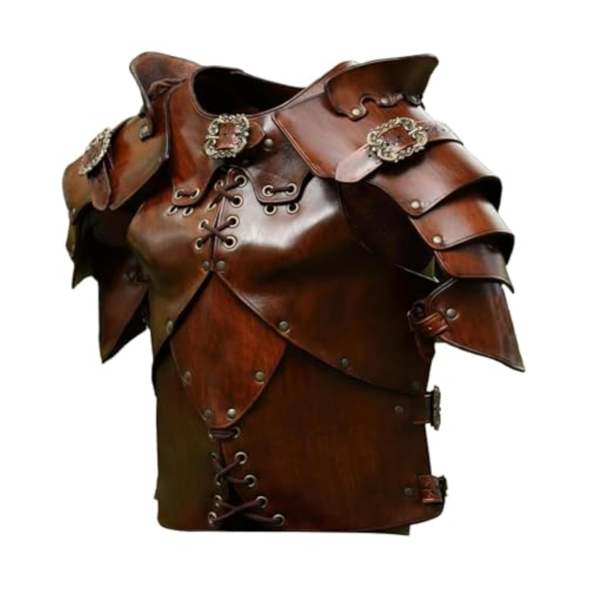 Men's Medieval Chest Armor Adjustable Strap Chest Guard, Brown